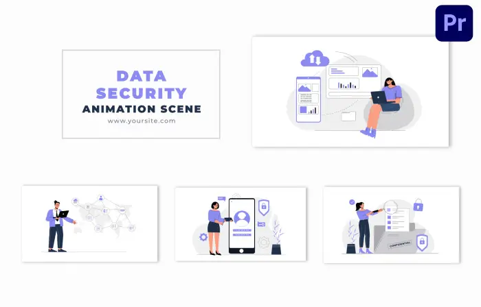 Data Security Concept 2D Vector Character Animation Scene
